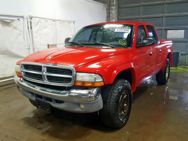 1B7HG48N72S614587 - 2002 DODGE DAKOTA QUA RED photo 2