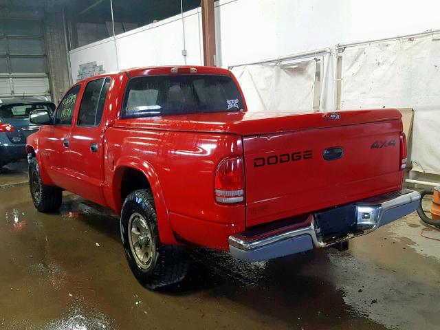 1B7HG48N72S614587 - 2002 DODGE DAKOTA QUA RED photo 3