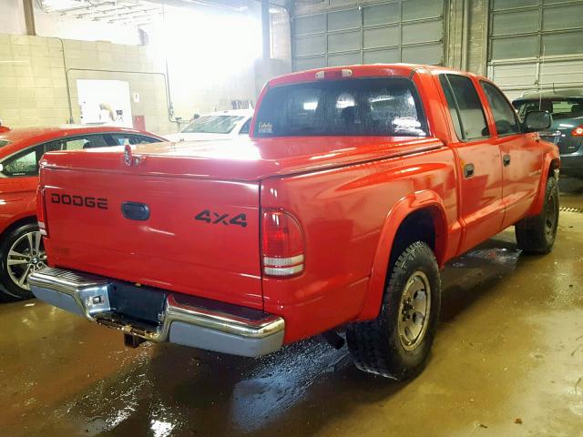 1B7HG48N72S614587 - 2002 DODGE DAKOTA QUA RED photo 4