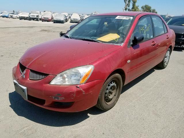 JA3AJ26E04U008774 - 2004 MITSUBISHI LANCER ES RED photo 2