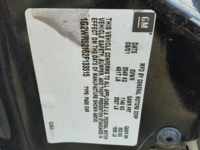 1G2WR52162F133515 - 2002 PONTIAC GRAND PRIX BLACK photo 10