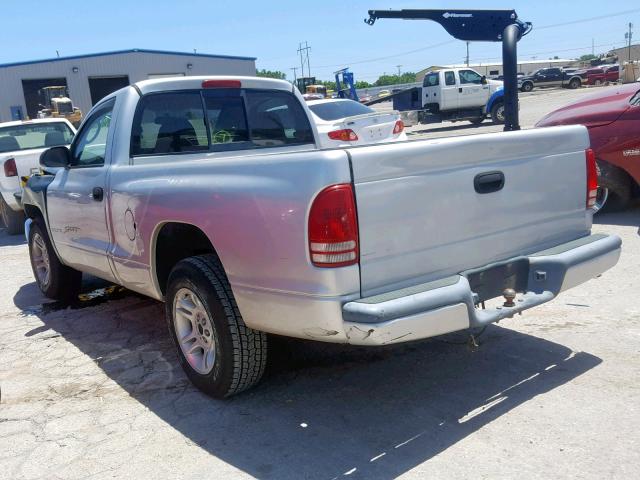 1B7FL26XX1S152049 - 2001 DODGE DAKOTA SILVER photo 3