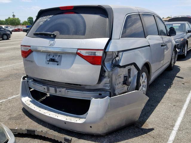 5FNRL5H26BB098554 - 2011 HONDA ODYSSEY LX SILVER photo 4