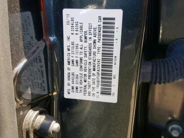 19UUB1F58FA024040 - 2015 ACURA TLX TECH CHARCOAL photo 10