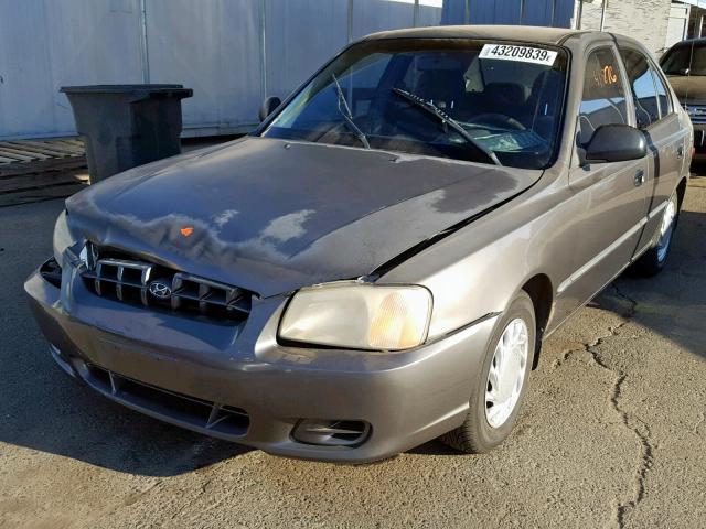 KMHCG45C72U348100 - 2002 HYUNDAI ACCENT GL CHARCOAL photo 2