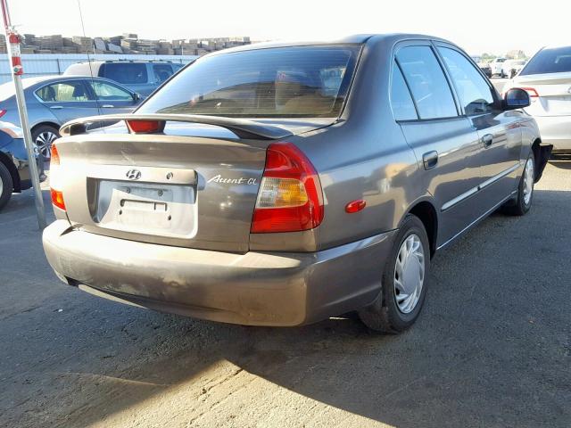 KMHCG45C72U348100 - 2002 HYUNDAI ACCENT GL CHARCOAL photo 4