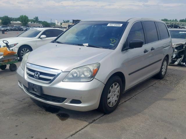 5FNRL38255B069698 - 2005 HONDA ODYSSEY LX SILVER photo 2