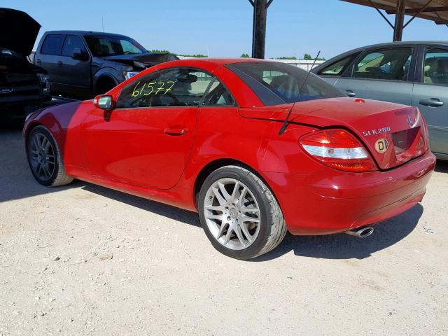 WDBWK54F87F167583 - 2007 MERCEDES-BENZ SLK 280 RED photo 3