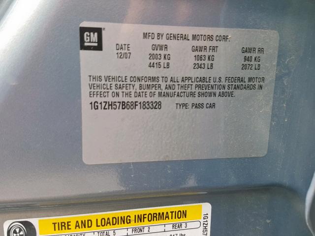 1G1ZH57B68F183328 - 2008 CHEVROLET MALIBU 1LT 灰色 照片 10