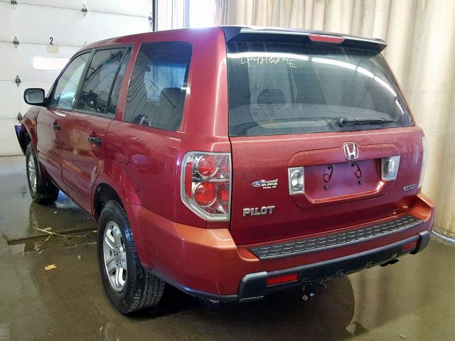 2HKYF181X6H521260 - 2006 HONDA PILOT LX RED photo 3