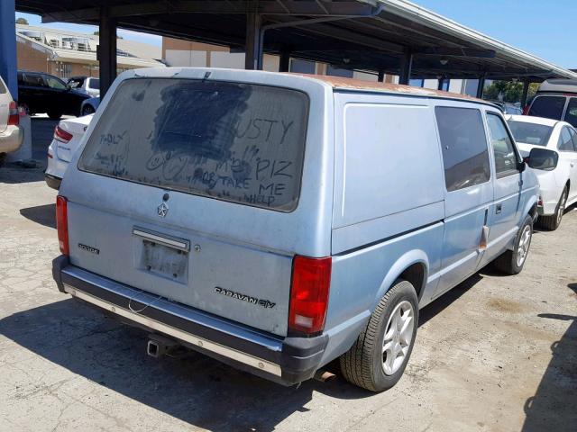 1B7GK14R9LX253787 - 1990 DODGE CARAVAN EX BLUE photo 4