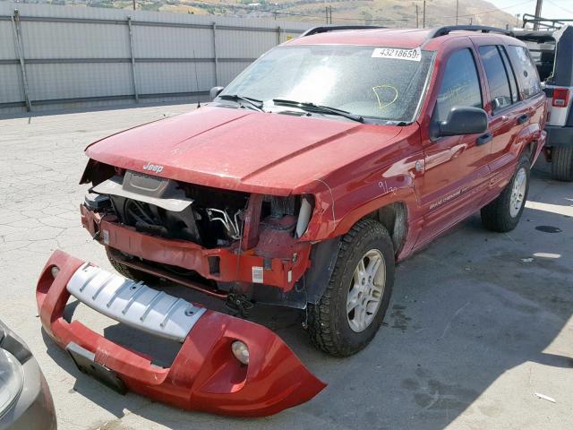 1J4GW48N34C411475 - 2004 JEEP GRAND CHER RED photo 2