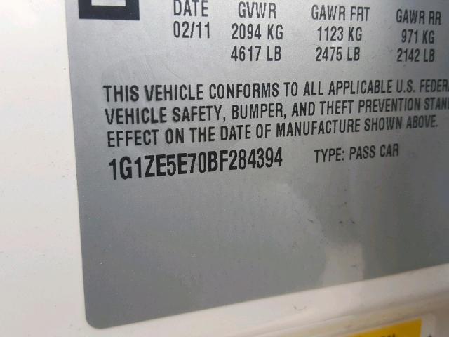 1G1ZE5E70BF284394 - 2011 CHEVROLET MALIBU LTZ თეთრი ფოტო 10