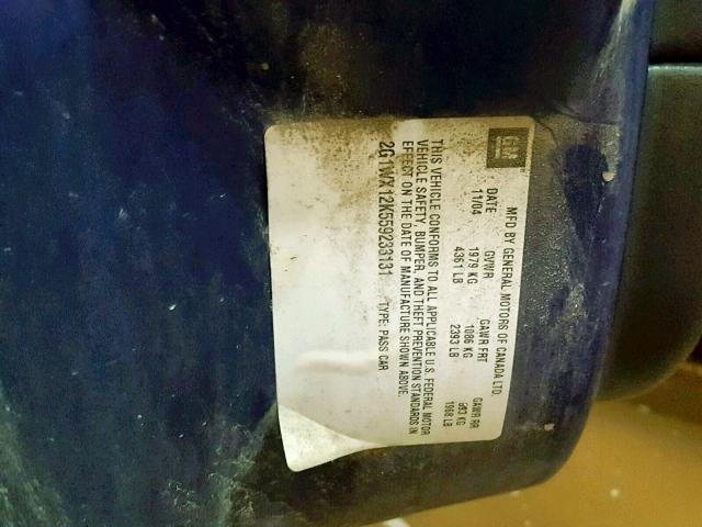 2G1WX12K559233131 - 2005 CHEVROLET MONTE CARL BLUE photo 10