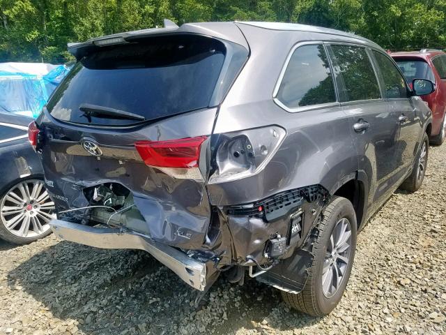 5TDKZRFH4JS531300 - 2018 TOYOTA HIGHLANDER GRAY photo 4