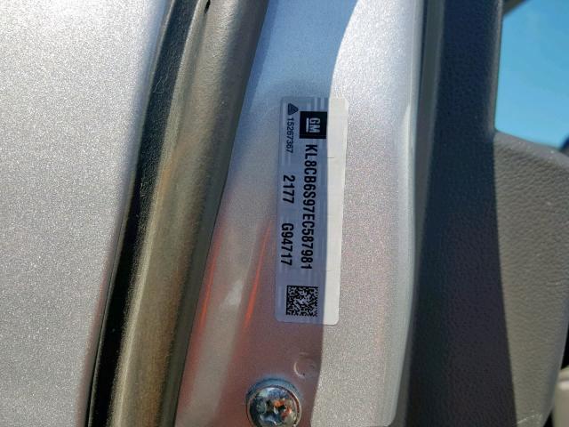 KL8CB6S97EC587981 - 2014 CHEVROLET SPARK LS SILVER photo 10