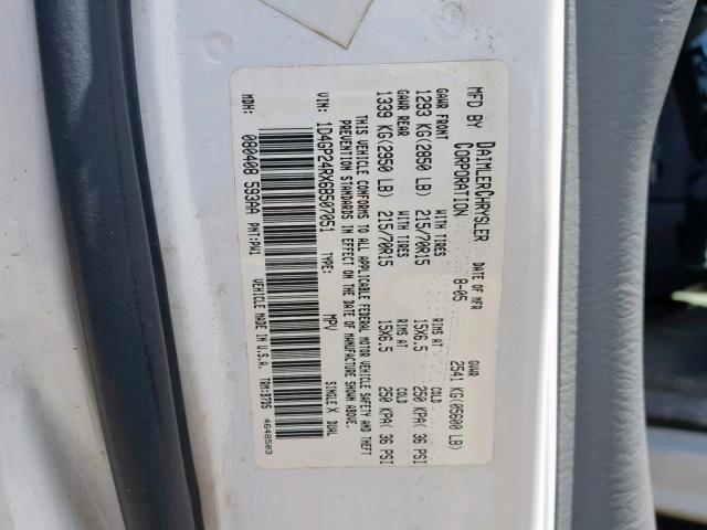 1D4GP24RX6B507051 - 2007 DODGE CARAVAN WHITE photo 10