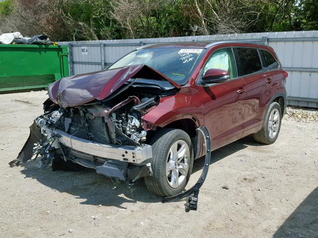 5TDYZRFH3HS187530 - 2017 TOYOTA HIGHLANDER BURGUNDY photo 2