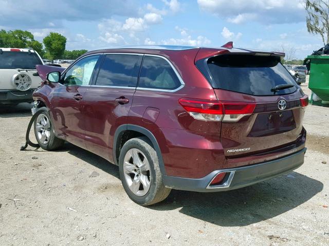 5TDYZRFH3HS187530 - 2017 TOYOTA HIGHLANDER BURGUNDY photo 3