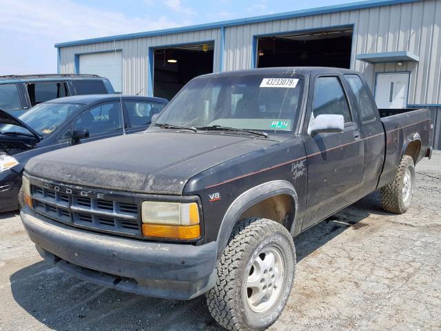 1B7GG23Y2SW928738 - 1995 DODGE DAKOTA BLACK photo 2