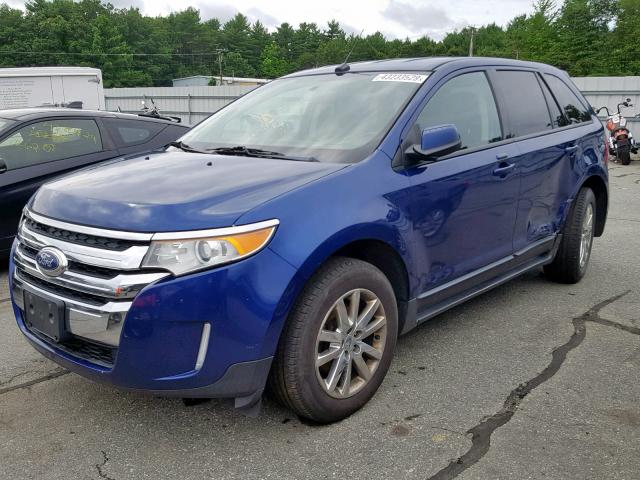 2FMDK3J90DBA04415 - 2013 FORD EDGE SEL BLUE photo 2