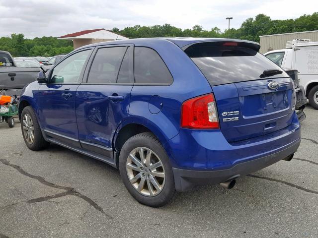 2FMDK3J90DBA04415 - 2013 FORD EDGE SEL BLUE photo 3