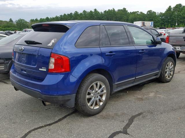 2FMDK3J90DBA04415 - 2013 FORD EDGE SEL BLUE photo 4