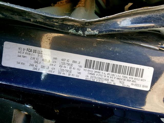 3C6TRVCG9HE510608 - 2017 RAM PROMASTER 蓝色 照片 10