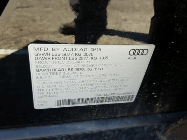 WA1CCAFP1GA064657 - 2016 AUDI SQ5 PREMIU BLACK photo 10