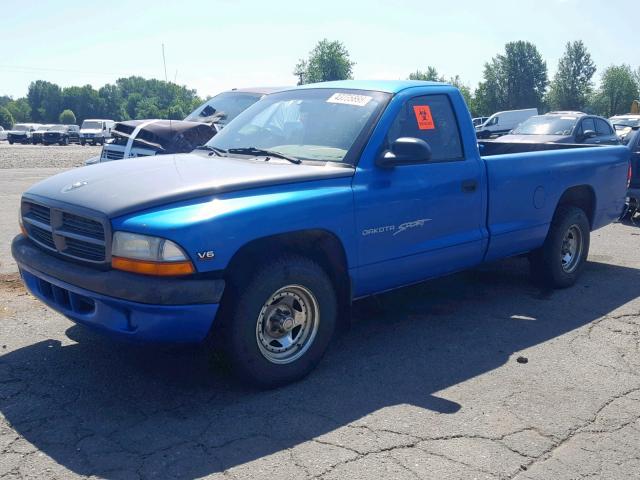 1B7FL26X6WS541388 - 1998 DODGE DAKOTA BLUE photo 2