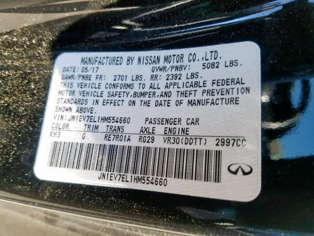 JN1EV7EL1HM554660 - 2017 INFINITI Q60 PREMIU BLACK photo 10