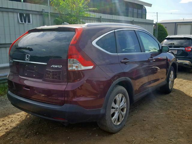 5J6RM4H7XDL062394 - 2013 HONDA CR-V EXL BURGUNDY photo 4