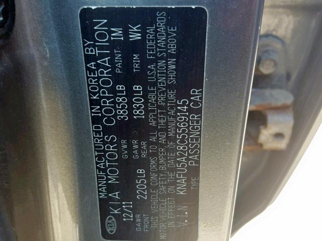 KNAFU5A28C5569145 - 2012 KIA FORTE EX SILVER photo 10