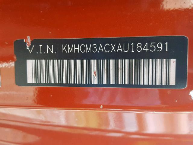 KMHCM3ACXAU184591 - 2010 HYUNDAI ACCENT BLU RED photo 10