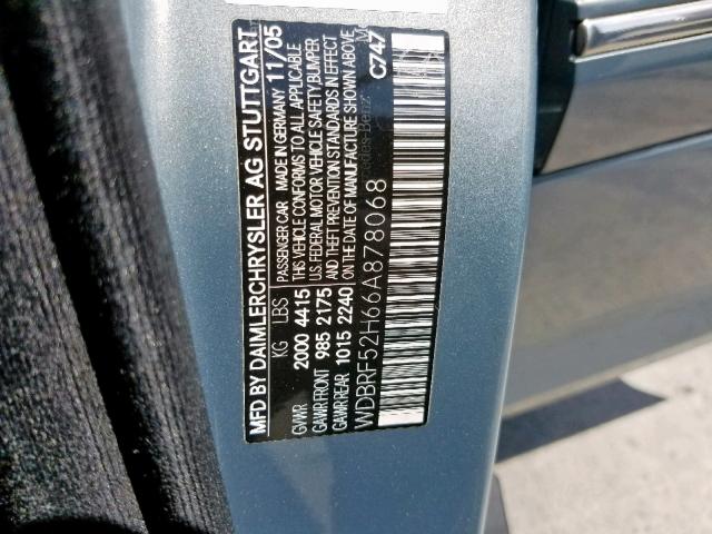 WDBRF52H66A878068 - 2006 MERCEDES-BENZ C 230 BLUE photo 10