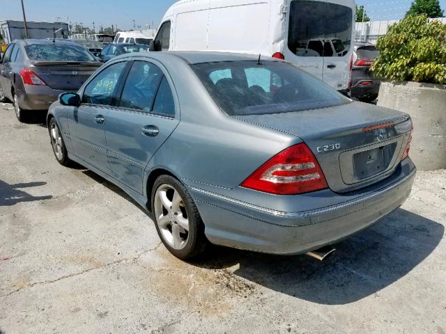 WDBRF52H66A878068 - 2006 MERCEDES-BENZ C 230 BLUE photo 3