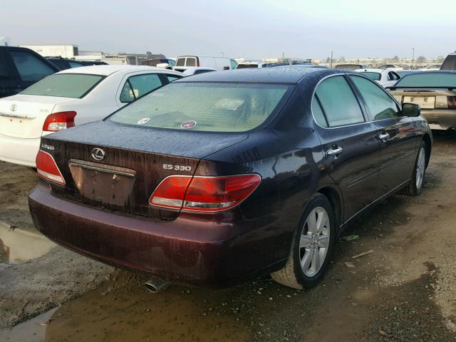 JTHBA30G065150625 - 2006 LEXUS ES 330 MAROON photo 4