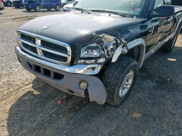 1B7GG22N21S223323 - 2001 DODGE DAKOTA BLACK photo 9