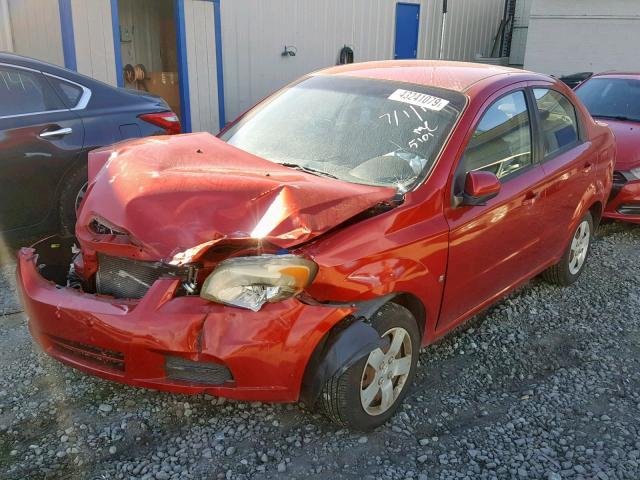 KL1TD56E29B605101 - 2009 CHEVROLET AVEO LS RED photo 2