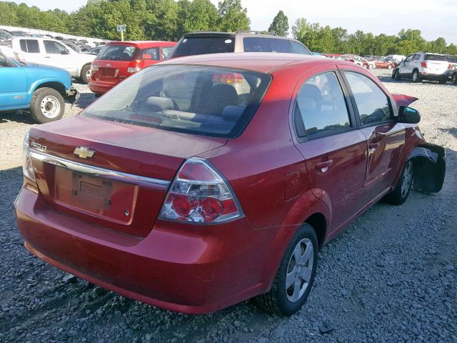 KL1TD56E29B605101 - 2009 CHEVROLET AVEO LS RED photo 4