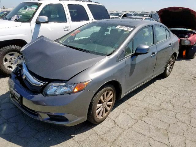 2HGFB2F90CH592667 - 2012 HONDA CIVIC EXL GRAY photo 2