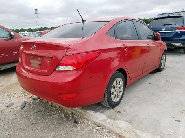 KMHCT4AE1GU977796 - 2016 HYUNDAI ACCENT SE RED photo 4