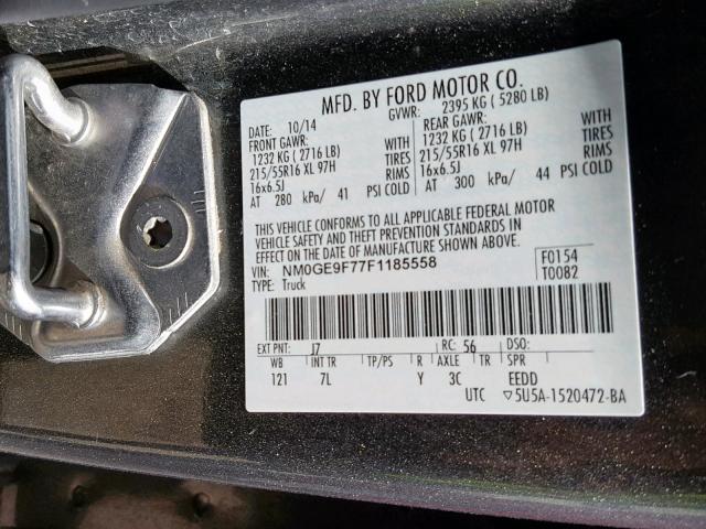 NM0GE9F77F1185558 - 2015 FORD TRANSIT CO BLACK photo 10