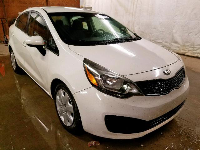 KNADM4A39E6378695 - 2014 KIA RIO LX WHITE photo 1