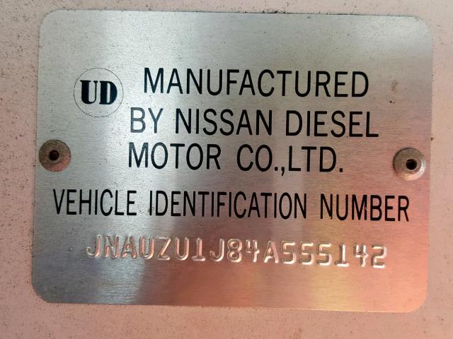 JNAUZU1J84A555142 - 2004 NISSAN DIESEL UD1400 WHITE photo 10