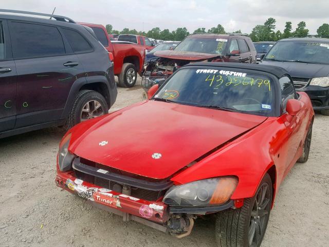 JHMAP11401T004863 - 2001 HONDA S2000 RED photo 2