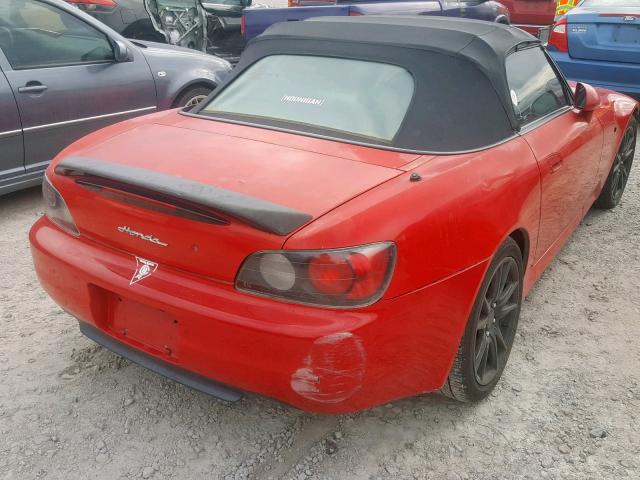 JHMAP11401T004863 - 2001 HONDA S2000 RED photo 4