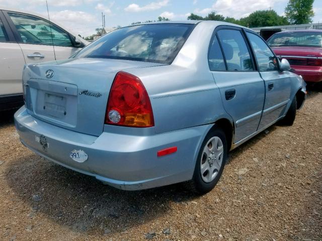 KMHCG45C24U553438 - 2004 HYUNDAI ACCENT GL SILVER photo 4