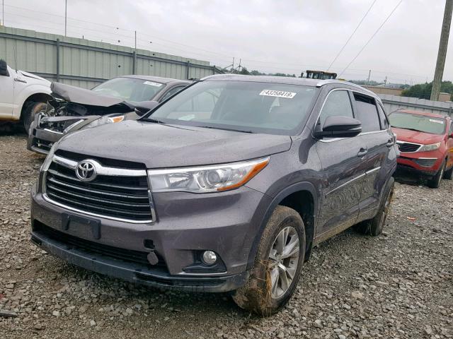 5TDJKRFH2FS194780 - 2015 TOYOTA HIGHLANDER GRAY photo 2