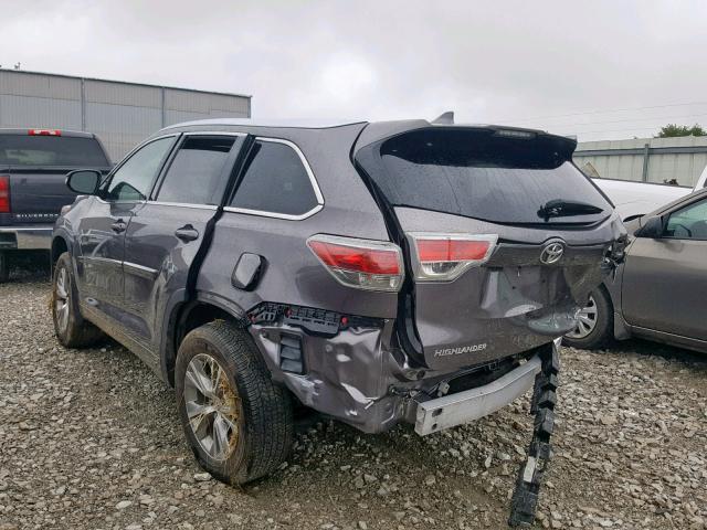 5TDJKRFH2FS194780 - 2015 TOYOTA HIGHLANDER GRAY photo 3